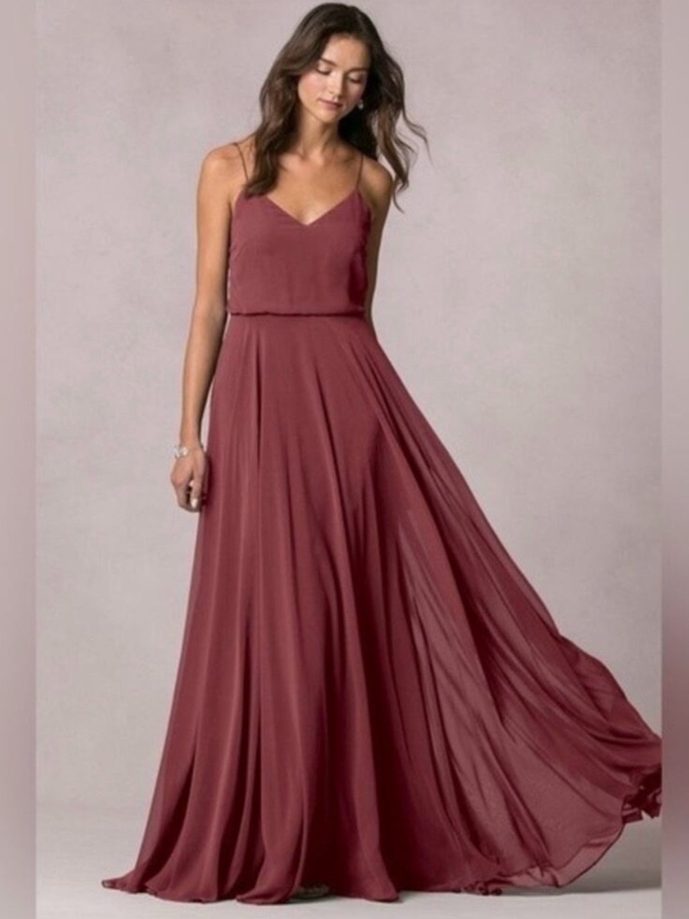 Jenny Yoo Spaghetti Strap Maxi Dress in Dusty Rose